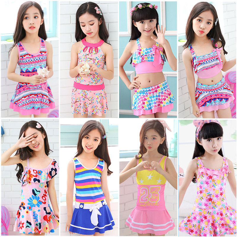 New Children's Swimsuit Female One-Piece Split Princess Girl Swimsuit Medium and Big Children Girls' Skirts Style Student Swimsuit