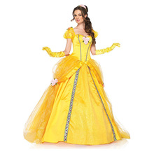 新款万圣节公主裙黄色仙女装欧洲复古宫廷服童话主题服装舞台服