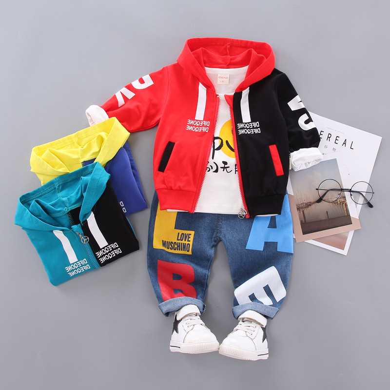 Baby Spring and Autumn Clothes Boys' Three-Piece Suit Boys' and Kids' 4 Casual Western Style Clothes Baby Children's Clothing 1-3 Years Old Fashion Baby Clothes