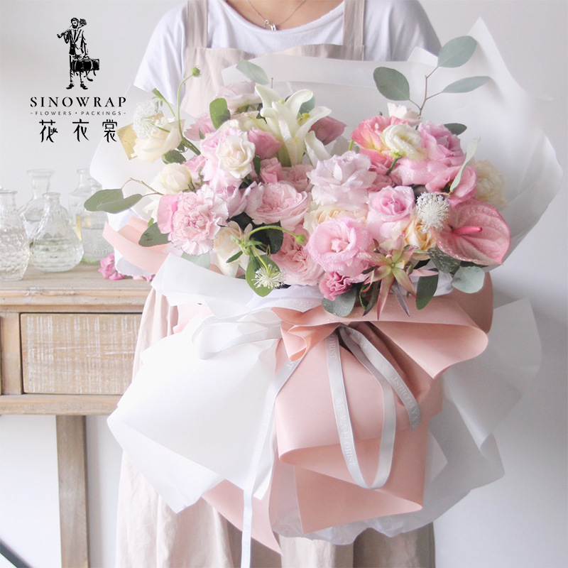 Flower Dress Qixi Bouquet Packaging Material Kove Paper Flowers Gift Wrap Paper Flower Shop Waterproof Three-Dimensional Embossed Paper