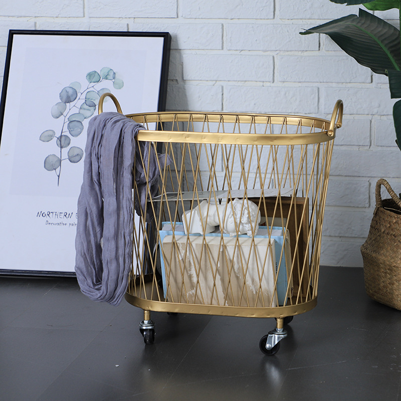 nordic style iron storage basket bathroom dirty clothes basket laundry basket entry luxury home toy clothes storage basket gold