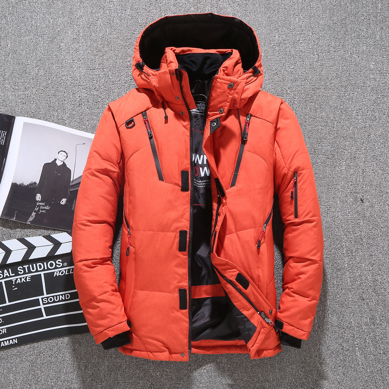 Cross-Border Men's Winter New Thickened Outdoor down Jacket Men's European and American Fashion Casual Men's Coat Printed Logo