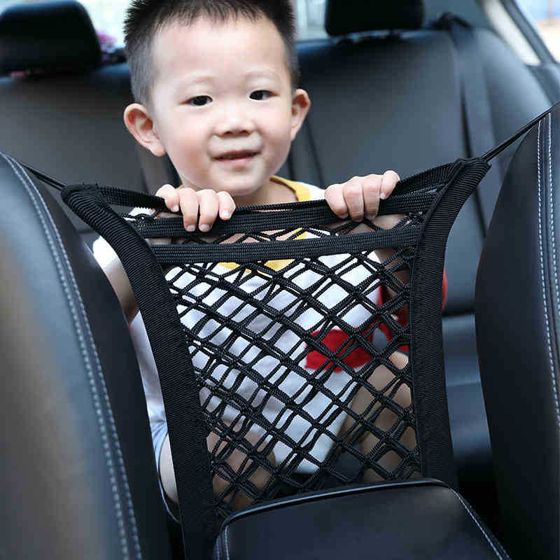 汽车座椅间储物网兜车载挡网隔离车座收纳网椅背置物袋车用防儿童