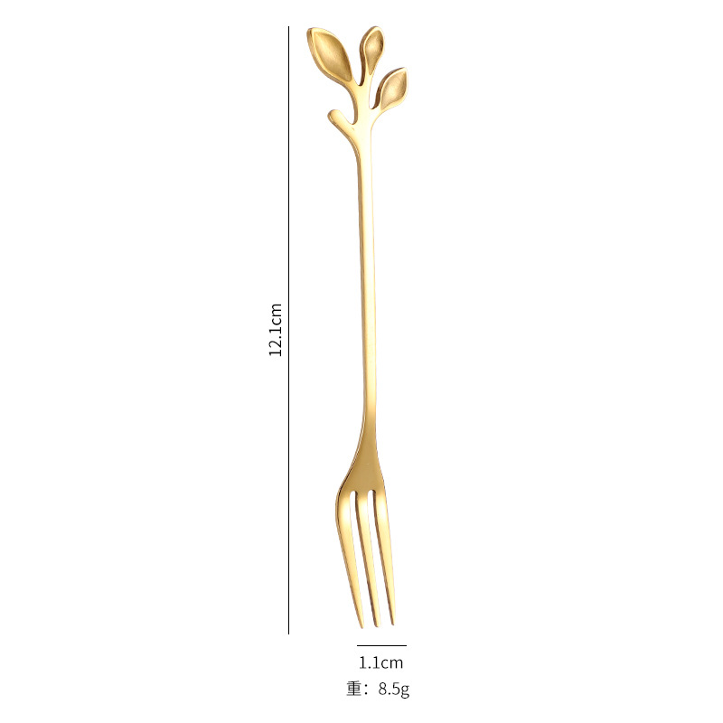 Creative Leaf Spoon Stainless Steel Coffee Spoon Nordic Simple Mixing Spoon Golden Stainless Steel Spoon European Style Small Spoon Fork