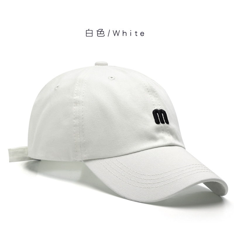 Hat M Letter Embroidered Peaked Cap Men's All-Match Curved Brim Cotton Soft Top Sun Hat Fashion Simple Women's Baseball Cap