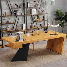 美式loft实木办公桌 创意家用写字桌工作台 办公室多人洽谈会议桌