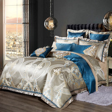 欧式样板房居家奢华床上用品 高档家纺被套贡缎提花四六八十件套
