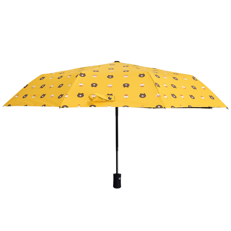 Full-Automatic Bear Umbrella Vinyl Sun Protective Sun Umbrella Three-Fold Sun Umbrella Uv-Proof Rain-Proof Dual-Use Folding Umbrella