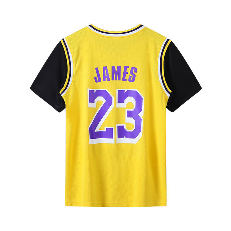 詹姆斯球衣假两件男女短袖23号湖人库里科比t恤欧文背心篮球服ins