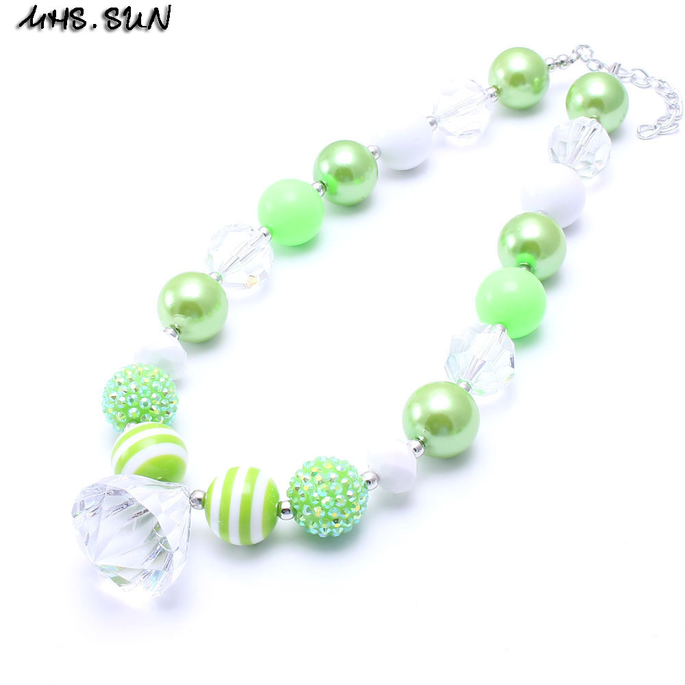 欧美新款绿色儿童串珠项链 外贸热销kid chunky necklace-阿里巴巴