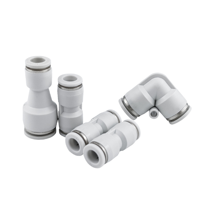 Pneumatic Plastic Tubing Right Angle Straight-through Quick Plug White Quick Connector Pu/Pg/Pv4/8-6/10/12 Reducing