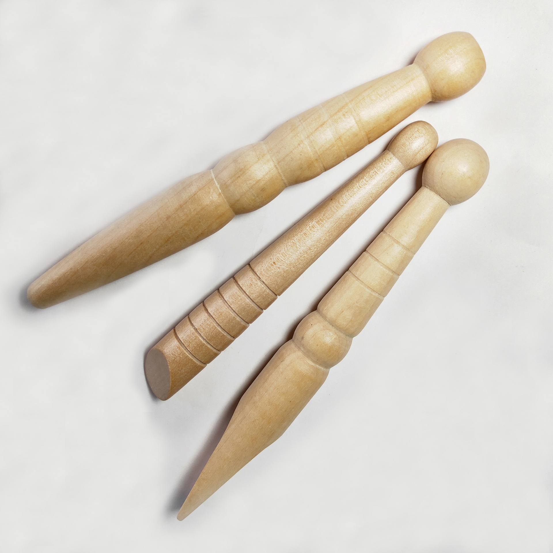 专用足底足疗棒木制按摩器点穴三件套按摩棒木工艺品木制摆件
