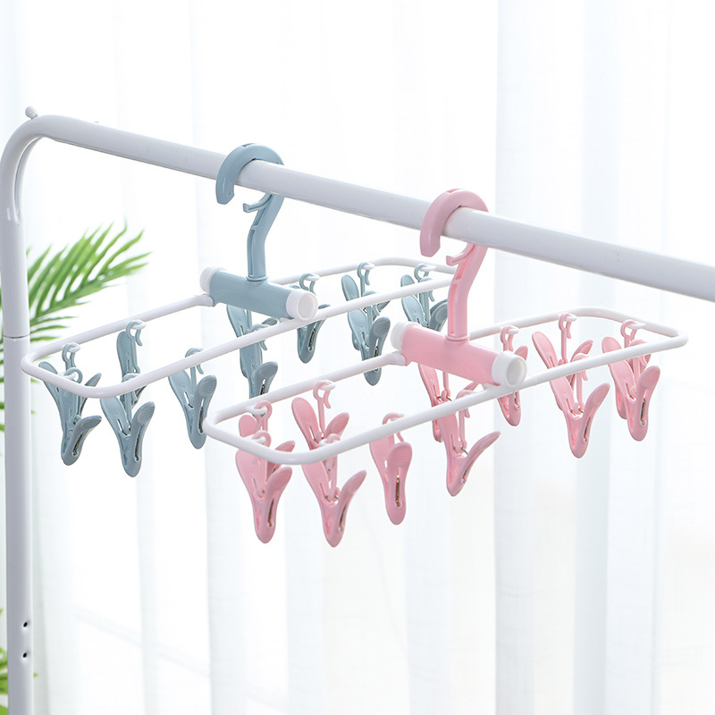 多功能12夹子塑料折叠衣架旅行便携儿童衣服夹子家用袜夹内衣架