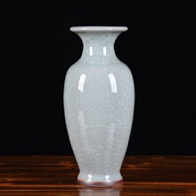 景德镇陶瓷器仿古开片钧瓷花瓶鱼尾瓶现代家居客厅工艺品摆设大号