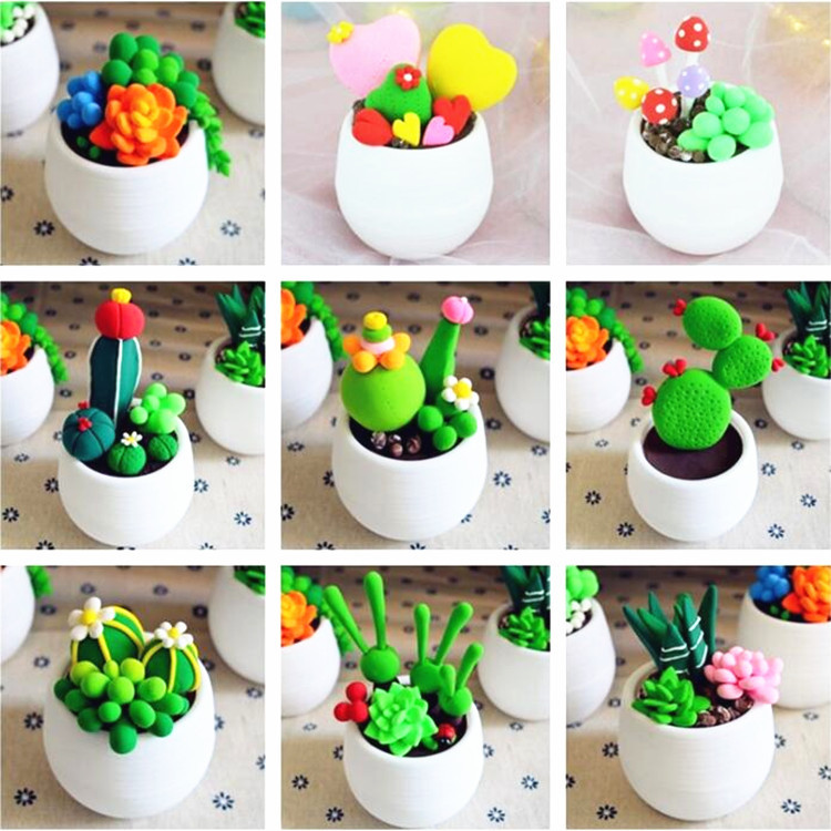 儿童彩泥超轻粘土diy多肉盆栽材料包 游乐场亲子活动手工坊制作