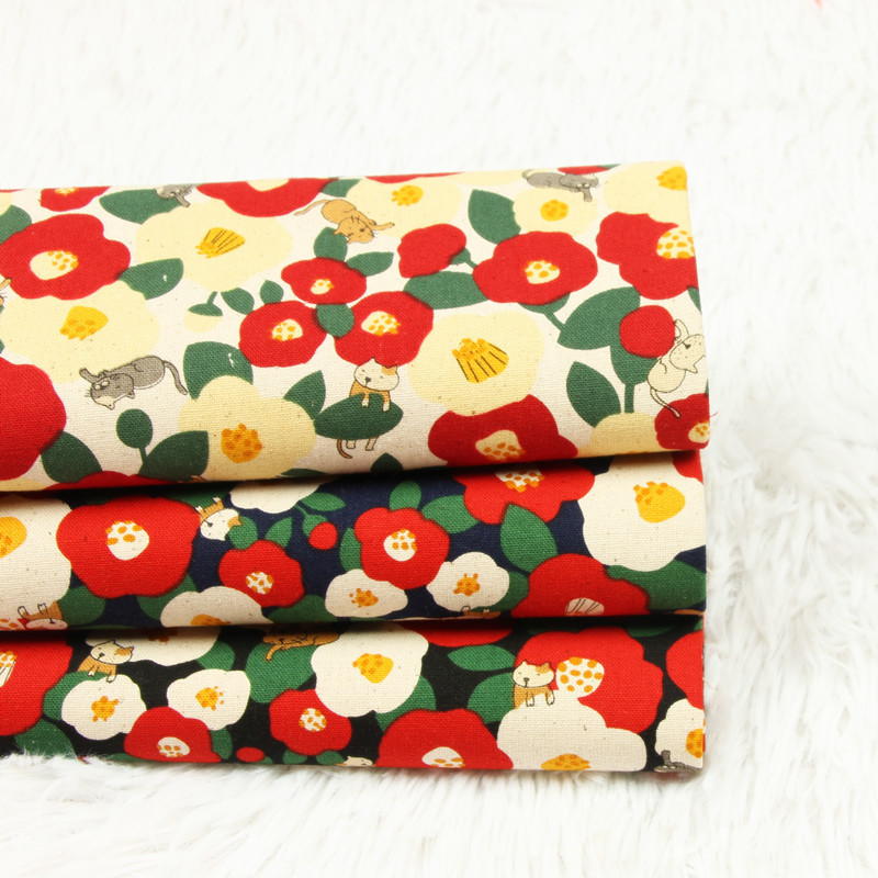 台湾厚棉布北欧风猫咪印花布料 手工DIY 口金包包 面料 纯棉