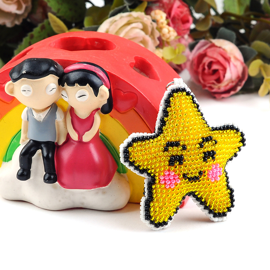 小星星精准印花十字绣珠绣挂件 串珠挂饰五角星幸运星背包挂饰diy
