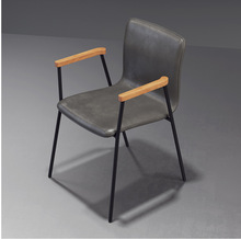 网红北欧现代简约靠背家用实木扶手餐椅咖啡椅设计师铁艺LOFT办公