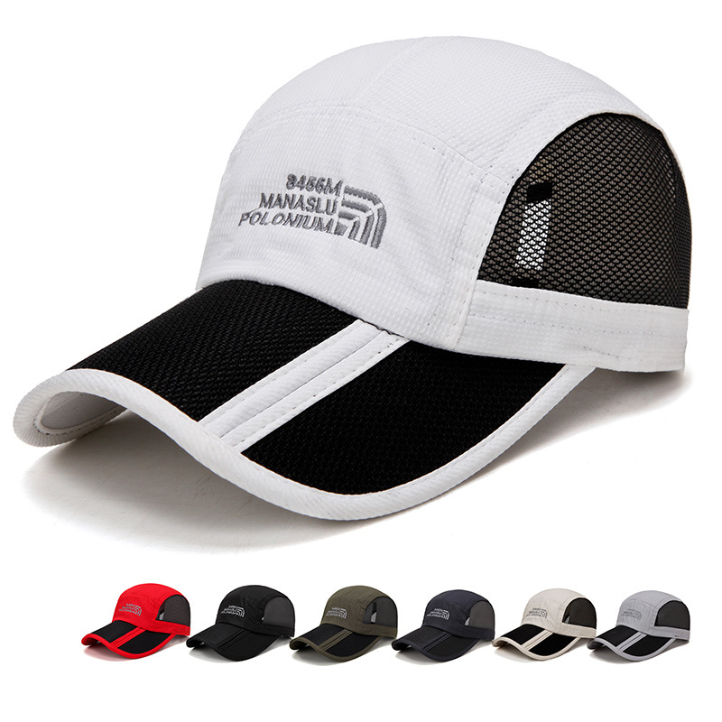 cross-border new mesh foldable baseball hat men and women spring and summer outdoor sun-shade sun protection peaked cap printed logo