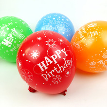 加厚12寸2.8克happy birthday儿童布置派对装饰印花生日快乐气球