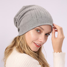 M965双层烫钻套头帽跨境新款秋冬男女士棉布堆堆帽保暖防寒月子帽