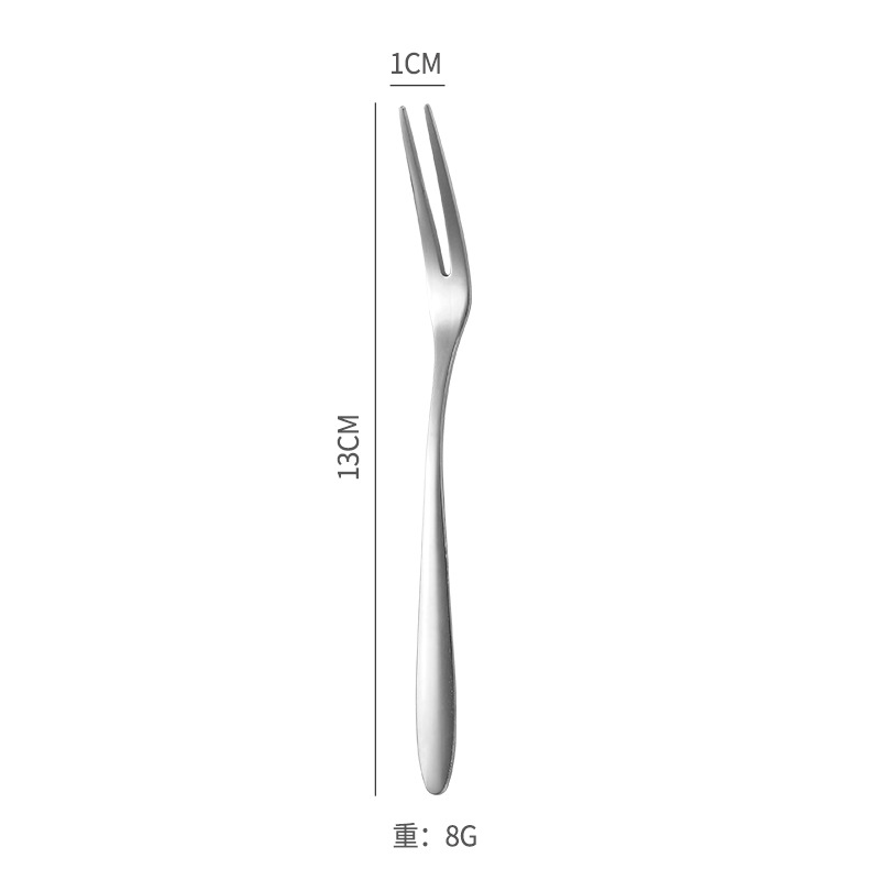 304 Stainless Steel Fruit Fork Western Dessert Stick Salad Fork Creative Two-Tooth Cake Fork Hotel Supplies Tableware