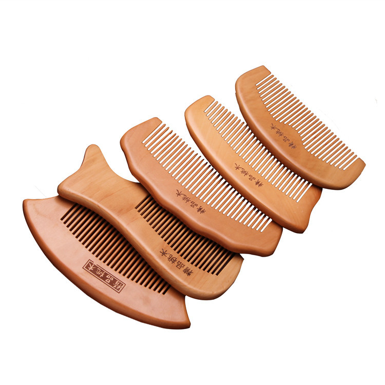 Free Logo Medium Size Mahogany Comb Wooden Comb Sub Anti-Static Wooden Comb Bag Comb Solid Wooden Comb Sub Picture Opening Gift Wooden Comb