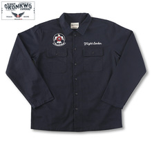 新品OKONKWO 美式复古佩刀100空军战斗机长袖刺绣衬衫 男女款外套