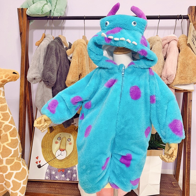 mao monster sullivan internet celebrity baby clothes cute baby animal-shaped clothes dinosaur jumpsuit pajamas autumn and winter clothes