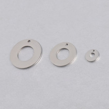 RUMNVNTY跨境热销单孔圆片镂空圆环镜面钛钢配件DIY环形饰品挂件