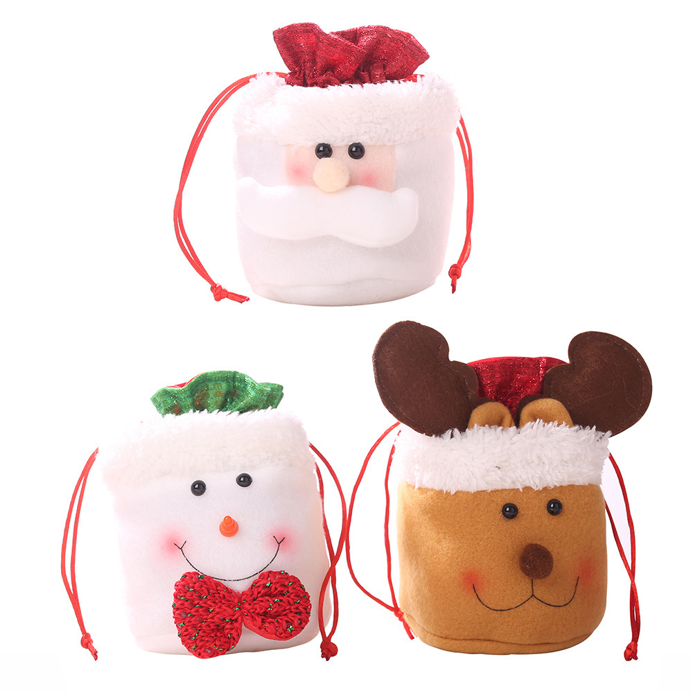 Amazon Christmas Decoration Supplies Linen Drawstring Drawstring Pocket Apple Bag Elderly Candy Bag Children Gift Bag
