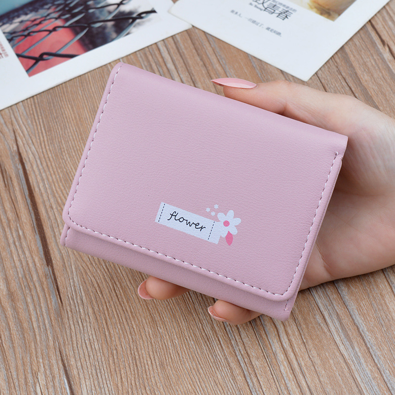 new ladies‘ purse short wallet female student thin fashion simple large capacity folding soft leather wallet small wallet