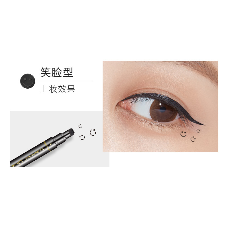 Cross-Border Full English Double-Headed Seal Eyeliner Waterproof Not Smudge Personality Embellished Love Moon Black Starry Sky Pen