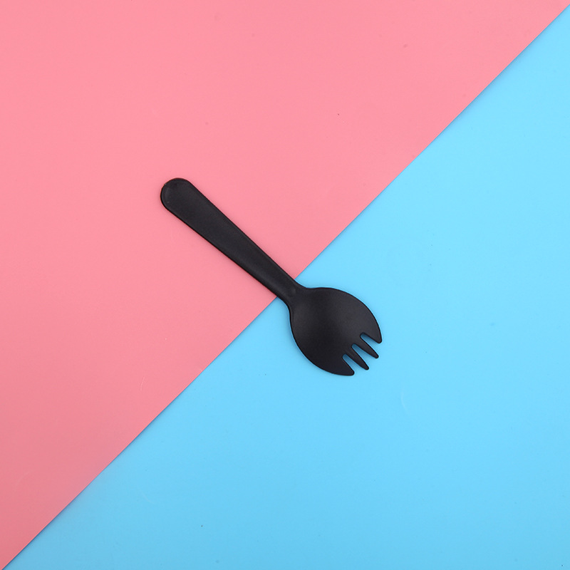 Thickened Disposable Cake Fork Dessert Spoon Fruit Fork Ice Cream Plastic Frosted Spork Independent Packaging