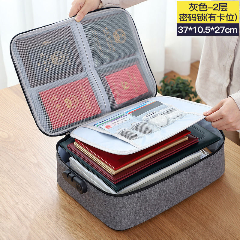 Household Multi-Functional Large Capacity Household Register Storage Box File File Buggy Bag Waterproof Id Storage Bag with Lock