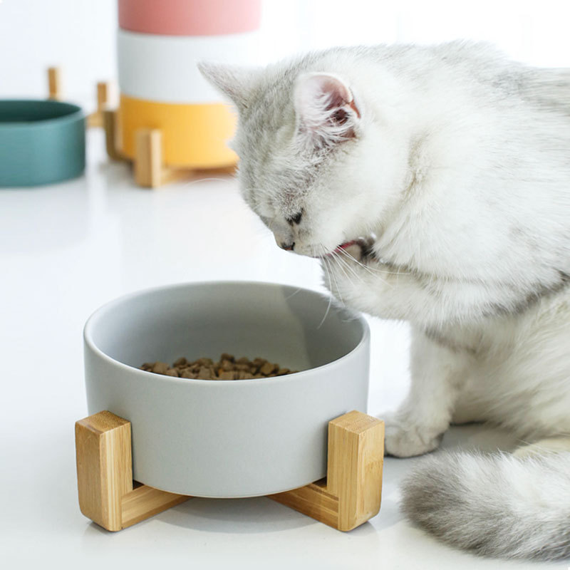 Ceramic Cat Bowl Cat Food Basin Cat Food Bowl Dog Basin Dog Bowl Drinking Bowl Double Bowl Cervical Protection Pet Bowl Supplies