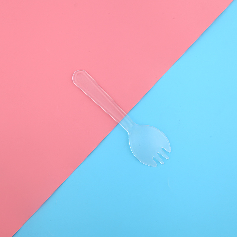 Thickened Disposable Cake Fork Dessert Spoon Fruit Fork Ice Cream Plastic Frosted Spork Independent Packaging