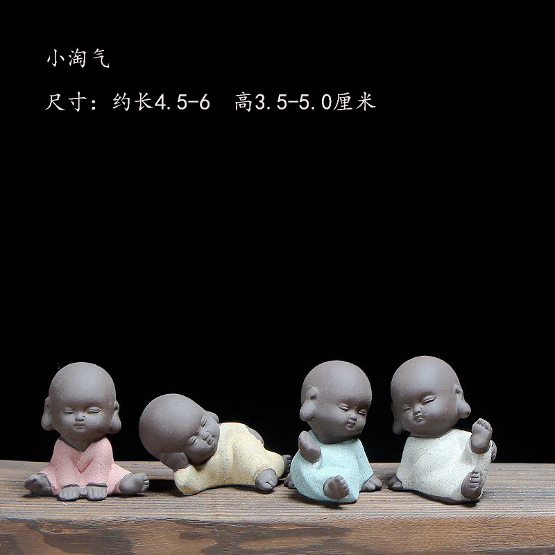 Purplue Sand Tea Pet Sibu Monks Crafts Ceramic Buddha Statue Bonsai Fish Tank Decorative Small Ornaments