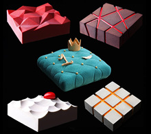 方形钻石方块抱枕硅胶慕斯蛋糕模 山峰山丘祥云斜纹法式甜品模