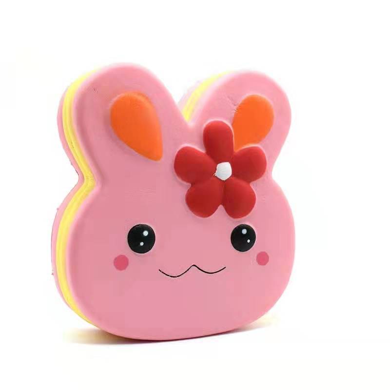 网红款跨境热销squishypu慢回弹粉色兔子头解压玩具厂家现货直销