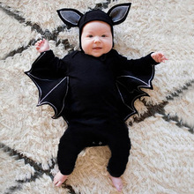 2024秋款婴儿哈衣万圣节童装蝙蝠造型婴幼儿连体衣 长袖宝宝爬服