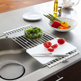现代简约餐具沥水架 水果蔬菜沥水置物架 厨房铁艺折叠水槽沥水架