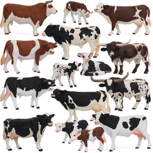 外贸实心仿真动物模型套装农场动物玩具奶牛水牛黄牛野牛摆件饰品