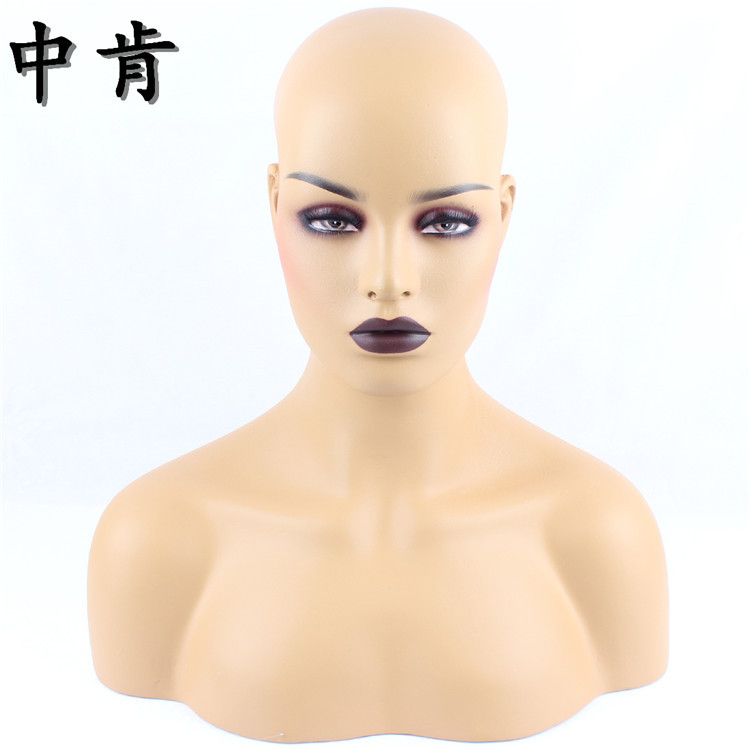牛血色嘴唇半胸模特头假发饰品耳环眼镜女假人模特玻璃钢头模批发