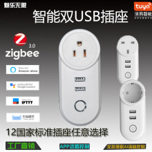 新品智能插座ZigBee双USB插座Alexa语音控制定时双控欧规美规开关