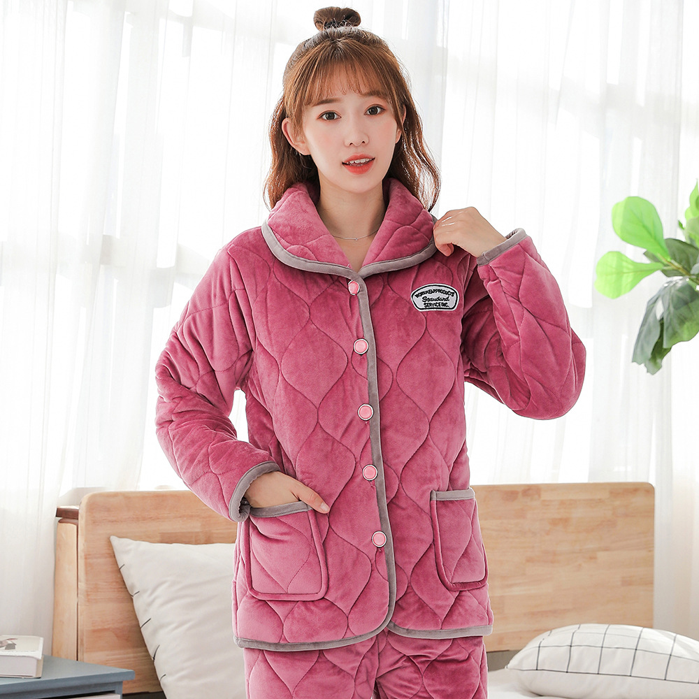 2022日韩珊瑚绒水晶绒睡衣女冬季新款可爱时尚加厚家居服两件套装