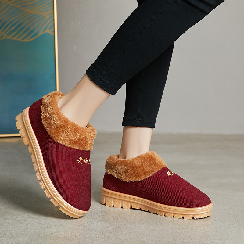 2019 Winter Insulated Cotton-Padded Shoes Soft Bottom Corduroy Traditional Beijing Cotton Shoes Wool Mouth Two Cotton Handmade Snow Boots