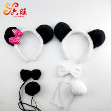 万圣儿童熊猫蝴蝶结发夹化妆舞会表演道具熊猫公主耳朵发夹头箍
