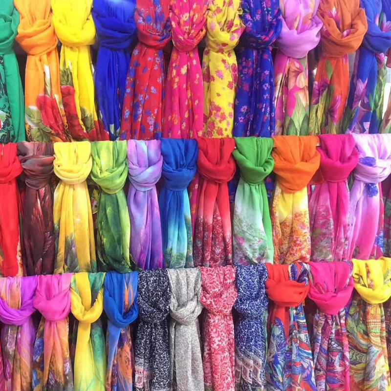 Factory Direct Spring and Autumn Silk Scarf All-Match Cotton and Linen Scarf Shawl Gift Stall Supply Scarf Wholesale