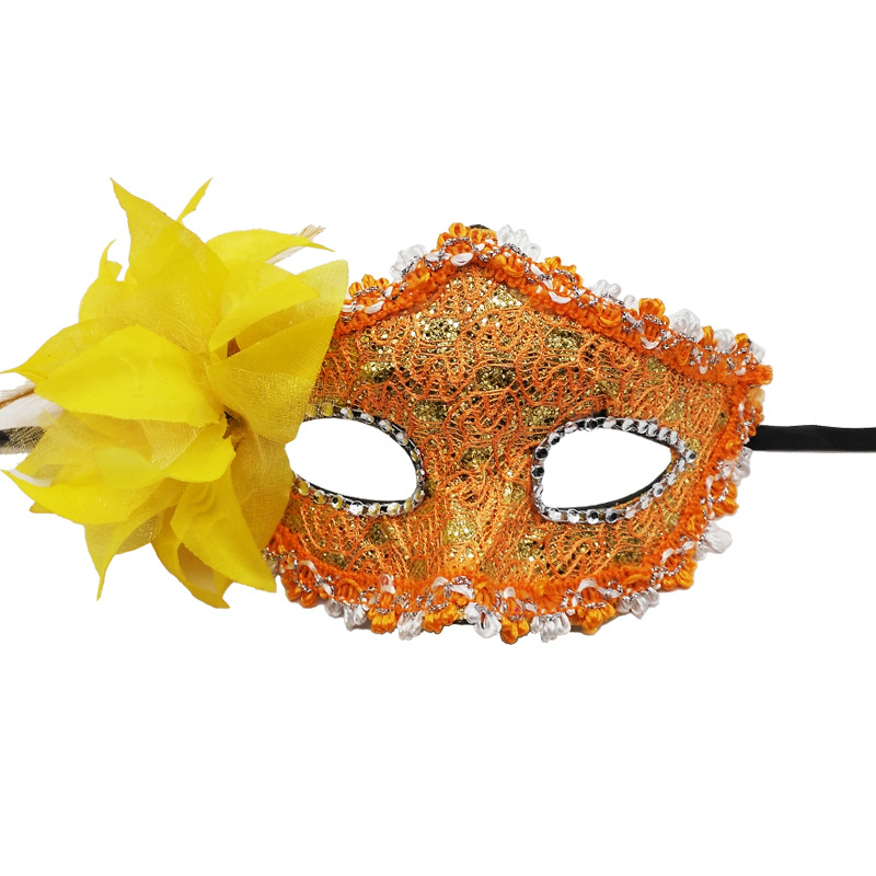 Venice Halloween Mask Beautiful Side Flower Rose Lace Mask Masquerade Party Blindfold Mask Suit